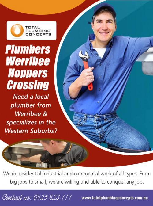 Point cook plumbing services to get minor fixes to the intricate system at http://totalplumbingconcepts.com.au/point-cook-plumber/

Find Us on Google Map : https://goo.gl/maps/HxU1pmmw7h2J7zR86

A professional point cook plumbing provider can also tell you about the latest systems available in the market to replace the old and outdated ones. It can save you money that is spent in the maintenance of old systems every time. Experienced, professional and efficient plumbing service will offer you excellent services at affordable costs. They also provide services like cleaning drains and sewer lines and have the technology to get rid of clogs and do away with materials like mineral deposits and grease.

My Social :
https://mix.com/plumberwerribee
https://www.yumpu.com/en/plumberwerribee
https://www.gamnesia.com/member/40256
https://snapguide.com/plumber-werribee/

Total Plumbing Concepts

Address: 2/21 Gerves Drive Werribee Victoria 3030
Phone: +61425823111
Email: Info@totalplumbingconcepts.com.au
Working Hours :
Monday : 7:00 AM –5:00 PM
Tuesday : 7:00 AM –5:00 PM
Wednesday : 7:00 AM –5:00 PM
Thursday (Anzac Day) : : 7:00 AM –5:00 PM Hours Might Differ
Friday : 7:00 AM –5:00 PM
Saturday : 7:00 AM –2:00 PM
Sunday : Closed

Services :
Plumber Altona
Plumber Hoppers Crossing
Plumber Point Cook
Plumber Tarneit
Plumbers in Point Cook
Plumbers Werribee Hoppers Crossing
Point Cook Plumbing
Western Suburbs Plumbing