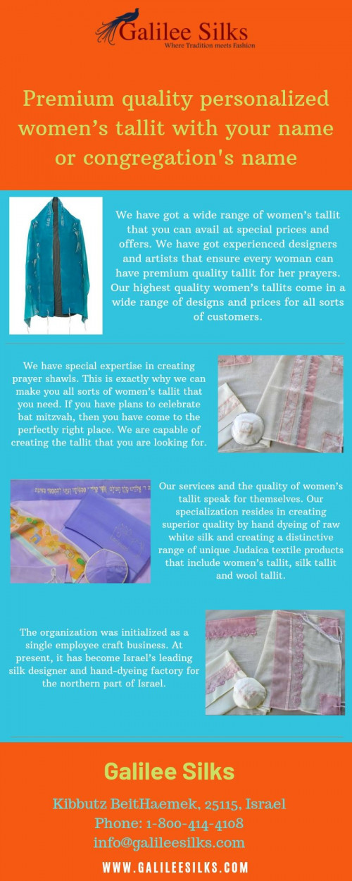 It cannot be denied that the women’s tallit is one of the most important Jewish religious symbols that are used during prayers. It is a beautiful prayer shawl and is one of the most valuable pieces of garment that the Jewish Women hold close to their heart. For more details, visit this link: https://bit.ly/2LIsJJ5