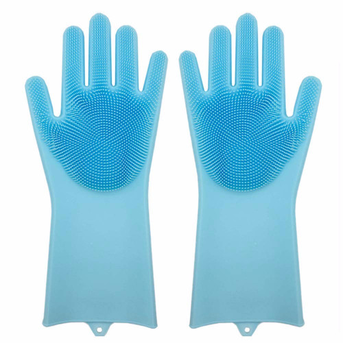 Silicone Rubbe Dish Washing Gloves Blue