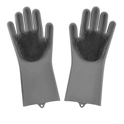 Silicone Rubbe Dish Washing Gloves Grey