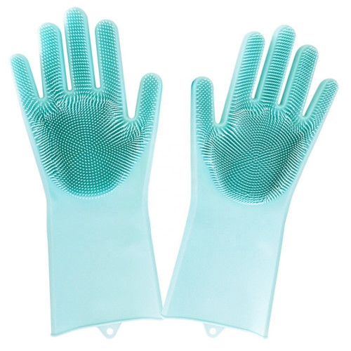 Silicone Rubbe Dish Washing Gloves Sky blue