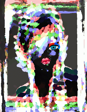 several stages of gif making
1 glitch effects
2 3d
3 paint effect
4 gif sticker eye added