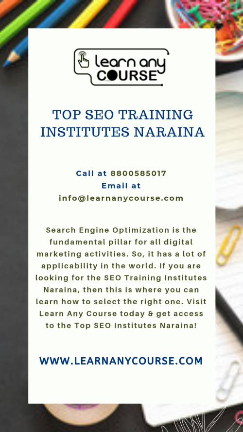 Learn Any Course is one of the biggest online portals for professional education in India. Having an SEO certificate is very important and you should only go for Top SEO Institutes Naraina. You can look up the right SEO course & get the best SEO Training Institutes Naraina for your future.

https://www.learnanycourse.com/in/search-institute/seo/naraina