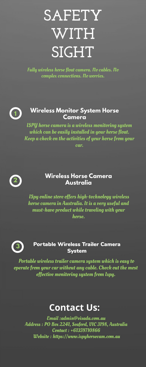 This Wireless Horse Trailer Camera is fantastically versatile and ideal for keeping an eye on your horse you. It’s completely wireless, so it’s infinitely transportable.
https://www.ispyhorsecam.com.au/