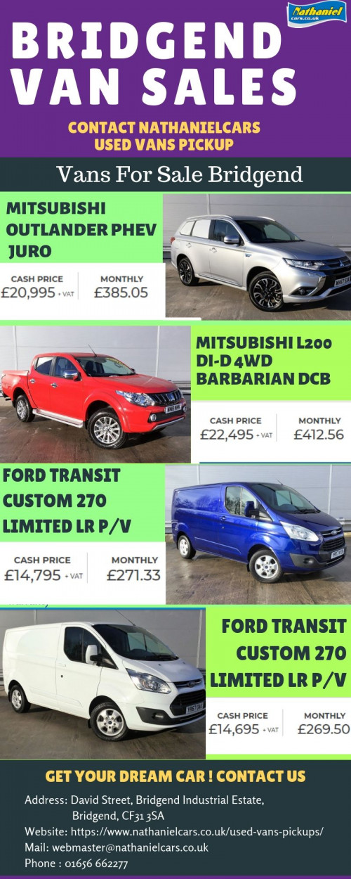 Get Bridgend vans from Nathanielcars. Choose from a massive selection of deals on second hand vans from trusted Bridgend van dealers with us. Visit us : https://www.nathanielcars.co.uk/used-vans-pickups/
