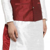 White-kurta-maron-jacket-maron-dhoti-2