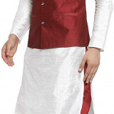 White-kurta-maron-jacket-maron-dhoti-3