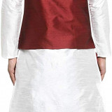 White-kurta-maron-jacket-maron-dhoti-4
