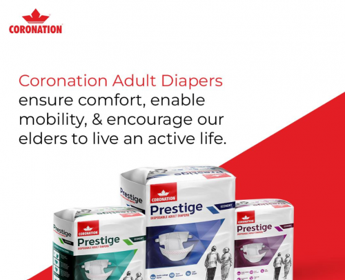 Prestige Adult Diapers are disposable diapers useful for people who are bedridden or differently abled or facing incontinence. It can also help people with these conditions lead a normal life of dignity, undertake long-distance travel, spend time outdoors, enjoy a movie or a picnic even a vacation. At Coronation, we believe that everyone should enjoy life to the fullest and we play our part in making sure they do.