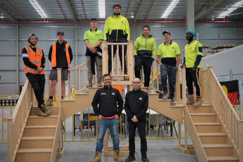 In Group Training, it is all about putting theory into practice. These apprentices have done just that by finishing a life-size staircase which they can replicate as many times as they want when they commence their careers.