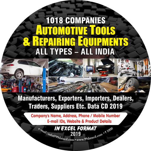 99 Data CD provides a broad range of business & industrial 1,018 companies data related to all types of automotive tools & repairing equipment data 2019 in India. The data includes information of business people of different profiles; manufacturers, exporters, importers, dealers, traders, suppliers, etc. For more information, call us at 9350804427.
