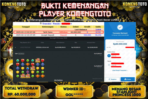 LAGI & LAGI!! KEMENANGAN BESAR DI SLOT  STARLIGHT PRINCESS 1000  SEBESAR Rp.60.000.000 KOMENGTOTO BAYAR LUNAS SECEPAT KILAT !! KOMENGTOTO BAYAR SECEPAT KILAT !!