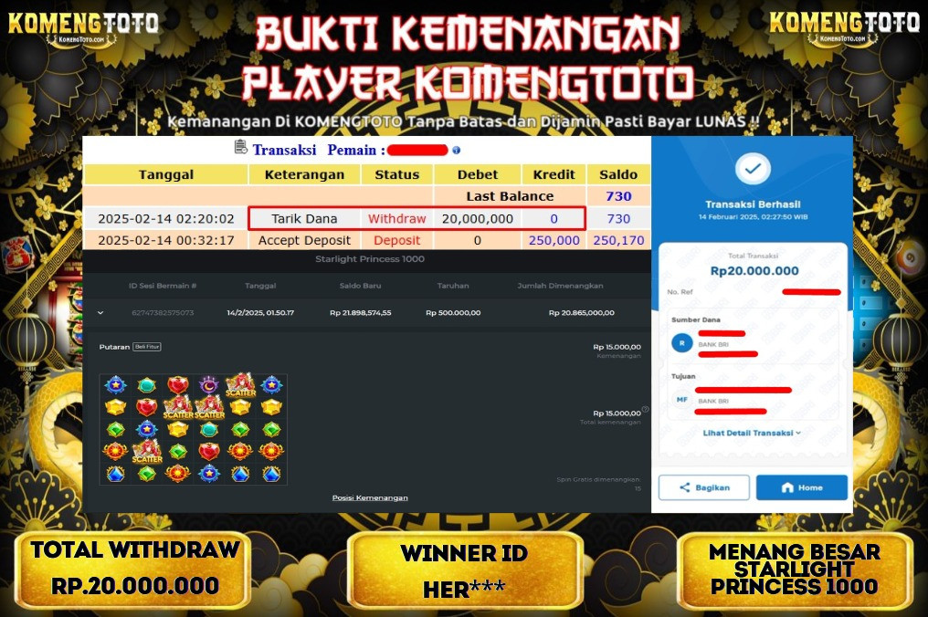 LAGI & LAGI!! KEMENANGAN BESAR DI SLOT  STARLIGHT PRINCESS 1000 SEBESAR Rp.20.000.000 KOMENGTOTO BAYAR LUNAS SECEPAT KILAT !! KOMENGTOTO BAYAR SECEPAT KILAT !!