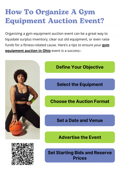 To organize a successful gym equipment auction in Ohio event, start by sourcing high-quality items, and ensuring proper inspections and maintenance. Choose a reputable auctioneer and set a clear auction date. Advertise via social media, local gyms, and community centers to attract attendees. Set a reasonable starting bid, offer detailed descriptions, and ensure smooth registration and payment processes for buyers. To know more visit here https://www.wyethauctions.com/industries/gym-fitness-equipment