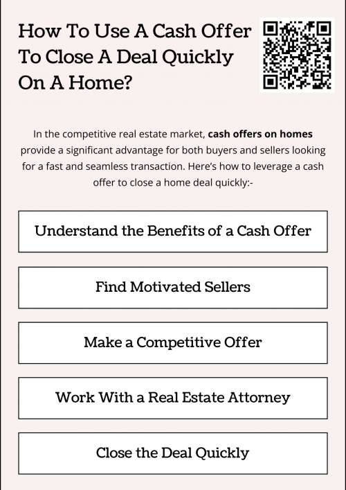 In the competitive real estate market, cash offers on homes provide a significant advantage for both buyers and sellers looking for a fast and seamless transaction. Unlike traditional mortgage-financed deals, cash purchases eliminate many of the delays associated with lenders, appraisals, and underwriting.  To know more visit here https://www.904homebuyer.com/
