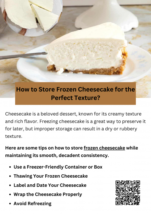 Properly storing frozen cheesecake is essential for maintaining its perfect, creamy texture. By ensuring the cheesecake is completely cooled before freezing, wrapping it tightly to prevent freezer burn, using airtight containers, and labeling it with the date, you can keep your cheesecake fresh for months. When you're ready to enjoy it, thaw it gradually in the refrigerator for the best results. To know more visit here https://cravnflavor.com/product/cravn-flavor-new-york-style-classic-cheesecake-24-oz/