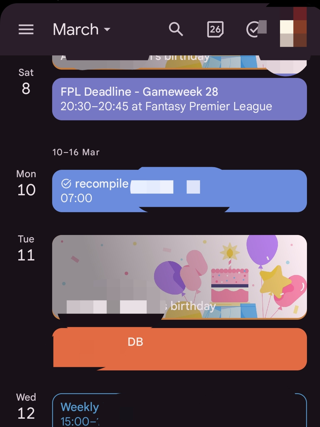 google calendar with FPL deadline