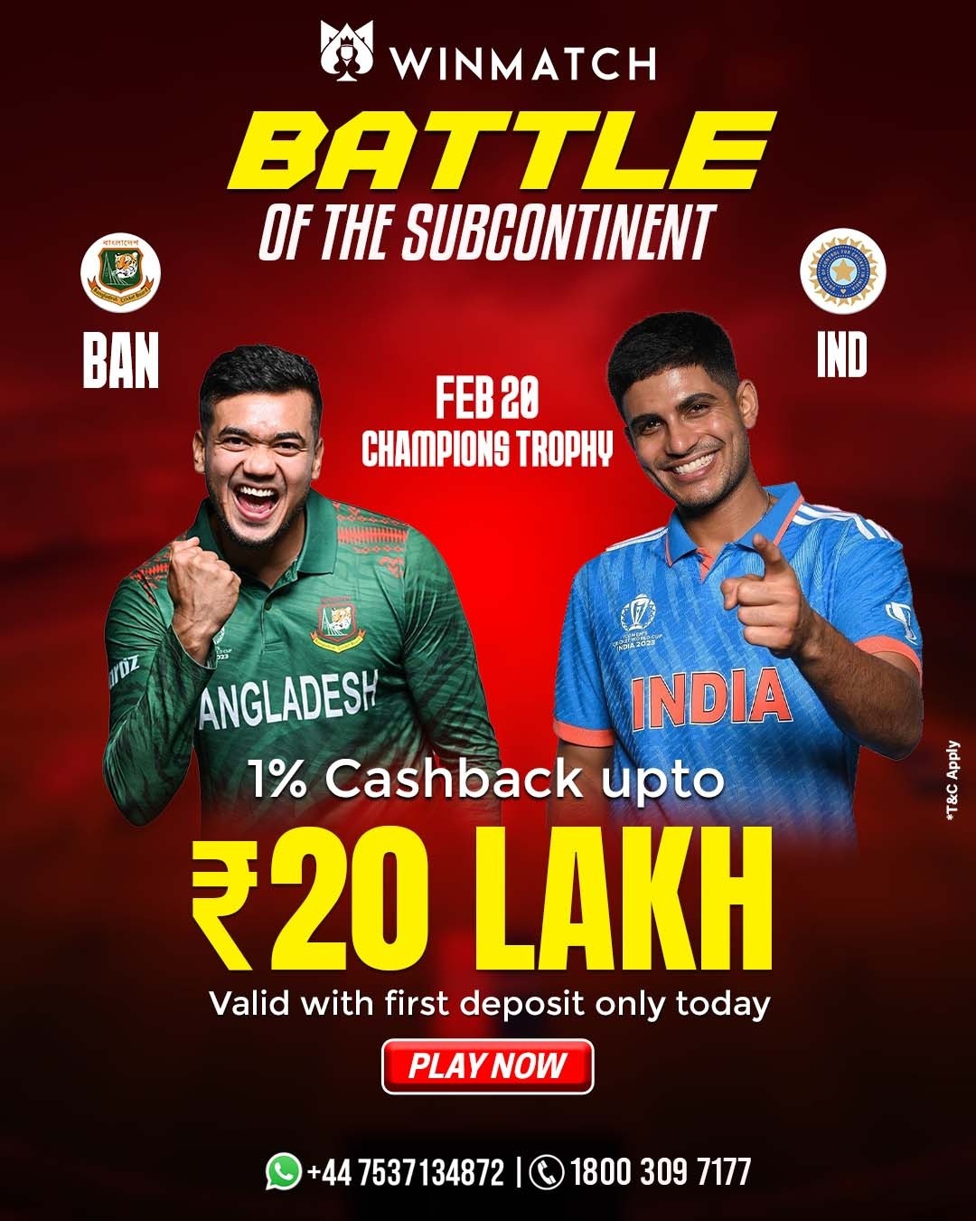 ???????? Battle of the Subcontinent is ON! ????????<br />
<br />
Gear up for the Champions Trophy showdown between Bangladesh ???????? vs India ???????? on Feb 20! ????????<br />
<br />
???? 1% Cashback up to ₹20 Lakh – Valid for first deposit only today!<br />
<br />
Join the ultimate gaming experience with Winmatch360 – the trusted platform for real-time action! ????<br />
<br />
???? Don't miss out! Play now at ???? www.winmatch360.com