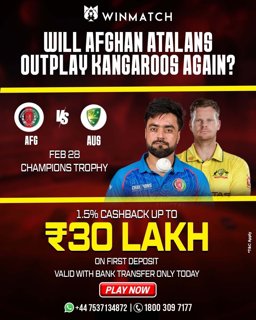 ???? AFG vs AUS – The Ultimate Showdown! ???? <br />
Will the Afghan Atalans outplay the Kangaroos again? ???????? <br />
Join the action with Winmatch360 and grab ₹30 Lakh on your first deposit! ???????? <br />
Enjoy 1.5% cashback when you deposit via bank transfer – valid only today! ⏳<br />
 Play now at www.winmatch360.com! ????