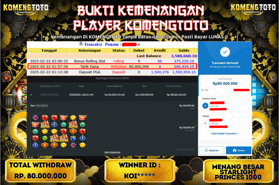 LAGI & LAGI!! KEMENANGAN BESAR DI SLOT  STARLIGHT PRINCESS 1000  SEBESAR Rp.80.000.000 KOMENGTOTO BAYAR LUNAS SECEPAT KILAT !! KOMENGTOTO BAYAR SECEPAT KILAT !!