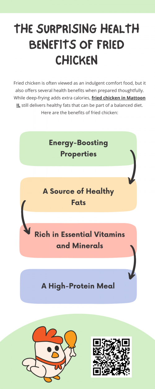 Fried chicken is often viewed as an indulgent comfort food, but it also offers several health benefits when prepared thoughtfully. Beyond its crispy coating and delicious taste, fried chicken provides essential nutrients, protein, and energy that support overall well-being. While deep-frying adds extra calories, fried chicken in Mattoon IL still delivers key vitamins, minerals, and healthy fats that can be part of a balanced diet. To know more visit here https://www.niemanns.com/stores/mattoon-illinois-61938/