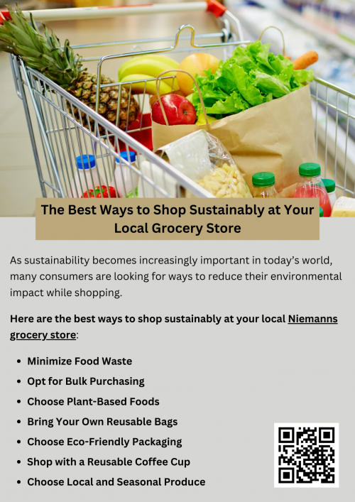 Shopping sustainably at your local Niemanns grocery store helps reduce waste and support the environment. Bring reusable bags, choose locally sourced and seasonal produce, and opt for minimal packaging. Buy in bulk to cut down on plastic waste and select eco-friendly products. Reducing food waste by planning meals and only purchasing what you need also promotes sustainable shopping habits. To know more visit here https://www.niemanns.com/