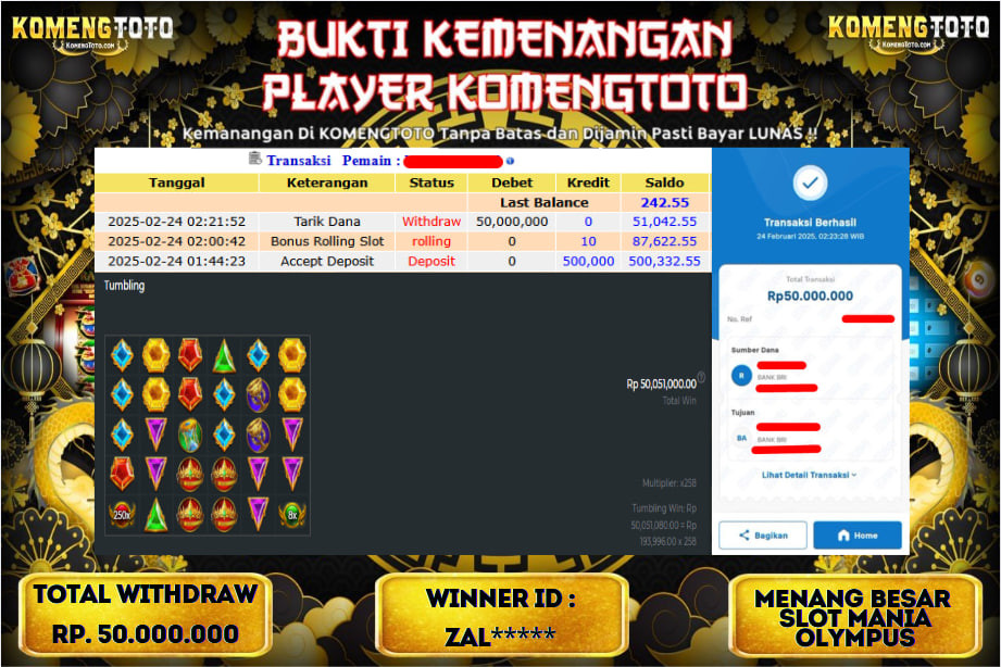 LAGI & LAGI!! KEMENANGAN BESAR DI SLOT SLOT MANIA OLYMPUS SEBESAR Rp.50.000.000 KOMENGTOTO BAYAR LUNAS SECEPAT KILAT !! KOMENGTOTO BAYAR SECEPAT KILAT !!