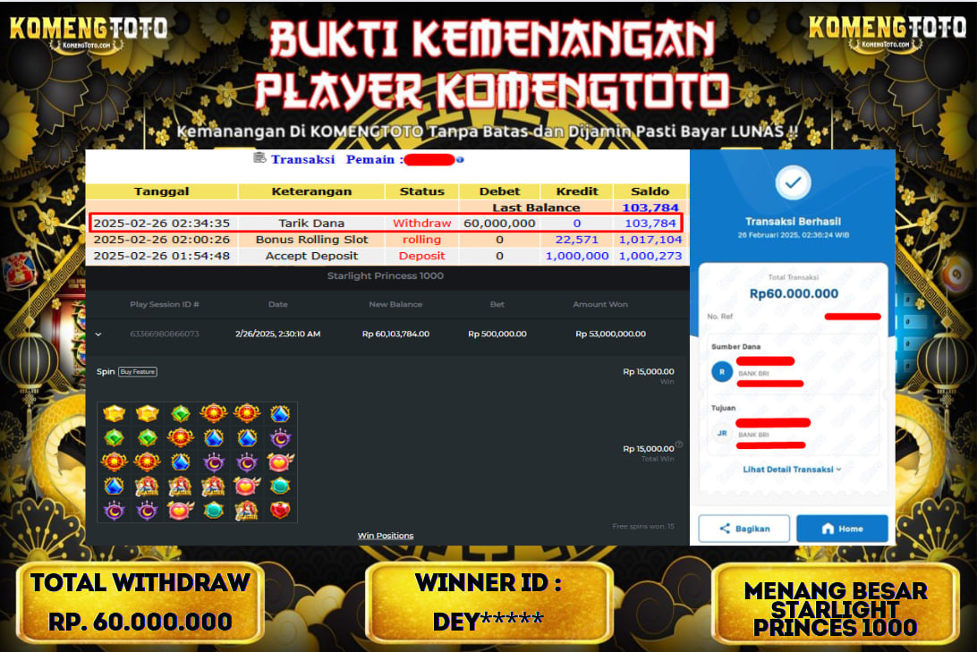 LAGI & LAGI!! KEMENANGAN BESAR DI SLOT  STARLIGHT PRINCESS 1000  SEBESAR Rp.60.000.000 KOMENGTOTO BAYAR LUNAS SECEPAT KILAT !! KOMENGTOTO BAYAR SECEPAT KILAT !!