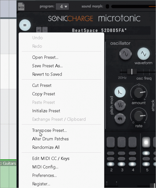 Microtonic Transpose Preset