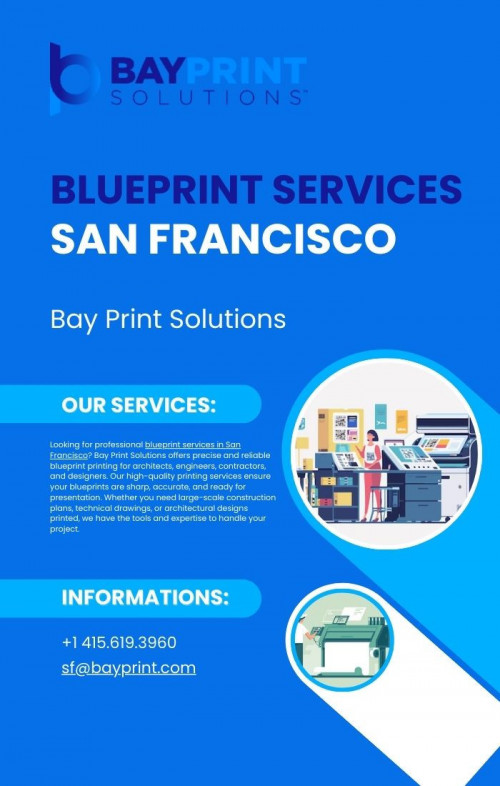 Looking for professional blueprint services in San Francisco? Bay Print Solutions offers precise and reliable blueprint printing for architects, engineers, contractors, and designers. Our high-quality printing services ensure your blueprints are sharp, accurate, and ready for presentation. Whether you need large-scale construction plans, technical drawings, or architectural designs printed, we have the tools and expertise to handle your project. With fast turnaround times, competitive pricing, and exceptional customer service, Bay Print Solutions is your go-to provider for blueprint services in San Francisco. Contact us today to get your blueprints printed with precision and efficiency! Visit: https://bayprint.com/