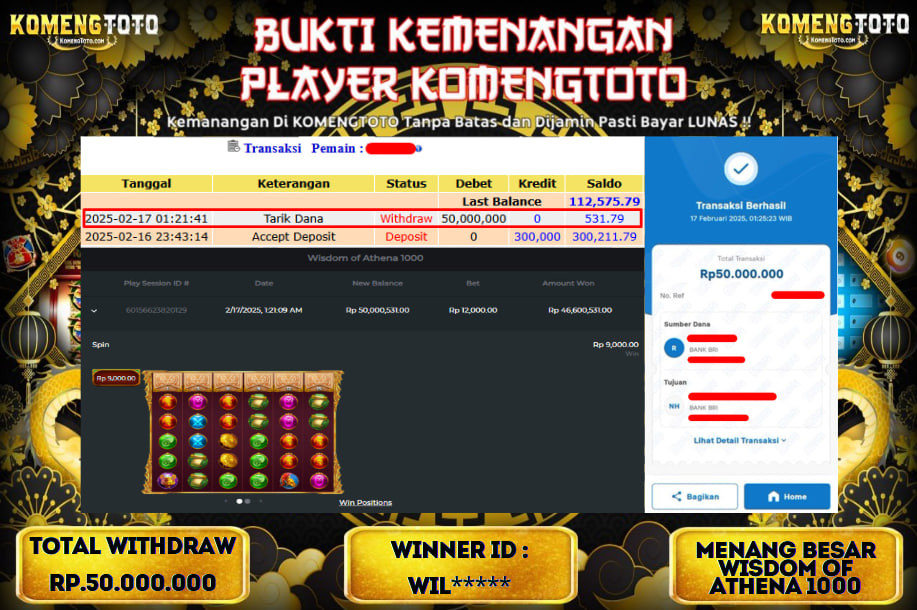 LAGI & LAGI!! KEMENANGAN BESAR DI SLOT WISDOM OF ATHENA 1000  SEBESAR Rp.50.000.000 KOMENGTOTO BAYAR LUNAS SECEPAT KILAT !! KOMENGTOTO BAYAR SECEPAT KILAT !!
