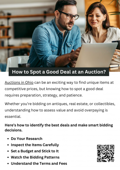 Spotting a good deal at an auction in Ohio requires research, careful inspection, and disciplined bidding. By setting a budget, understanding item value, and staying mindful of additional fees, you can make informed decisions and walk away with great finds at competitive prices. Whether you’re a first-time bidder or an experienced auction-goer, patience, and strategy will help you secure the best deals. To know more visit here https://www.wyethauctions.com/