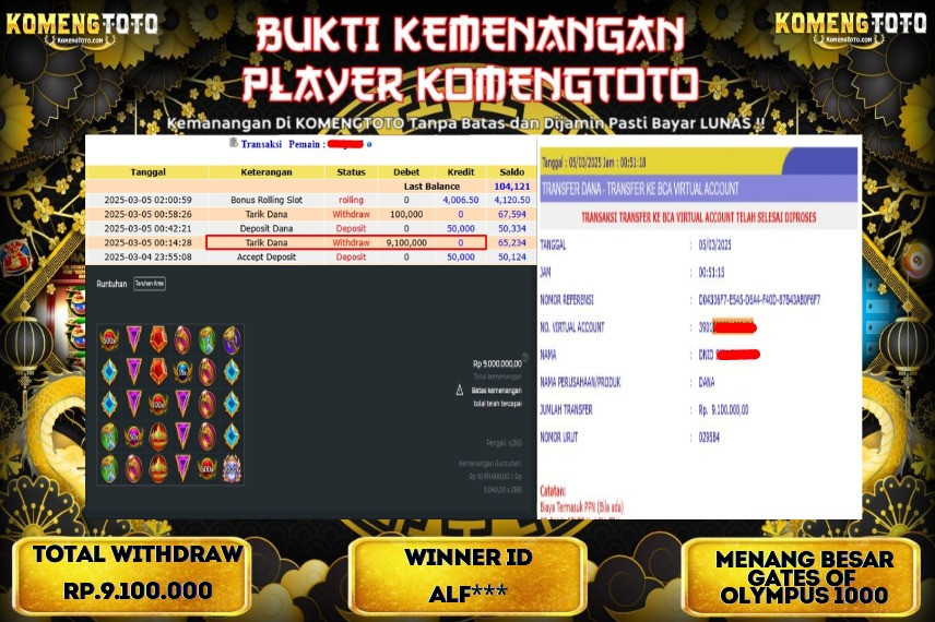 LAGI & LAGI!! KEMENANGAN BESAR DI SLOT GATES OF OLYMPUS 1000  SEBESAR Rp.9.100.000 KOMENGTOTO BAYAR LUNAS SECEPAT KILAT !! KOMENGTOTO BAYAR SECEPAT KILAT !!