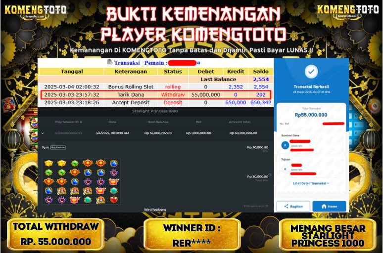 LAGI & LAGI!! KEMENANGAN BESAR DI SLOT  STARLIGHT PRINCESS 1000  SEBESAR Rp.55.000.000 KOMENGTOTO BAYAR LUNAS SECEPAT KILAT !! KOMENGTOTO BAYAR SECEPAT KILAT !!