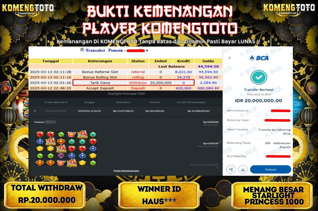 LAGI & LAGI!! KEMENANGAN BESAR DI SLOT  STARLIGHT PRINCESS 1000 SEBESAR Rp.20.000.000  KOMENGTOTO BAYAR LUNAS SECEPAT KILAT !! KOMENGTOTO BAYAR SECEPAT KILAT !!