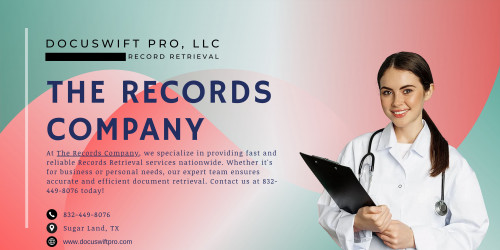 At The Records Company, we specialize in providing fast and reliable Records Retrieval services nationwide. Whether it's for business or personal needs, our expert team ensures accurate and efficient document retrieval. Contact us at 832-449-8076 today! Visit us: https://docuswiftpro.com/