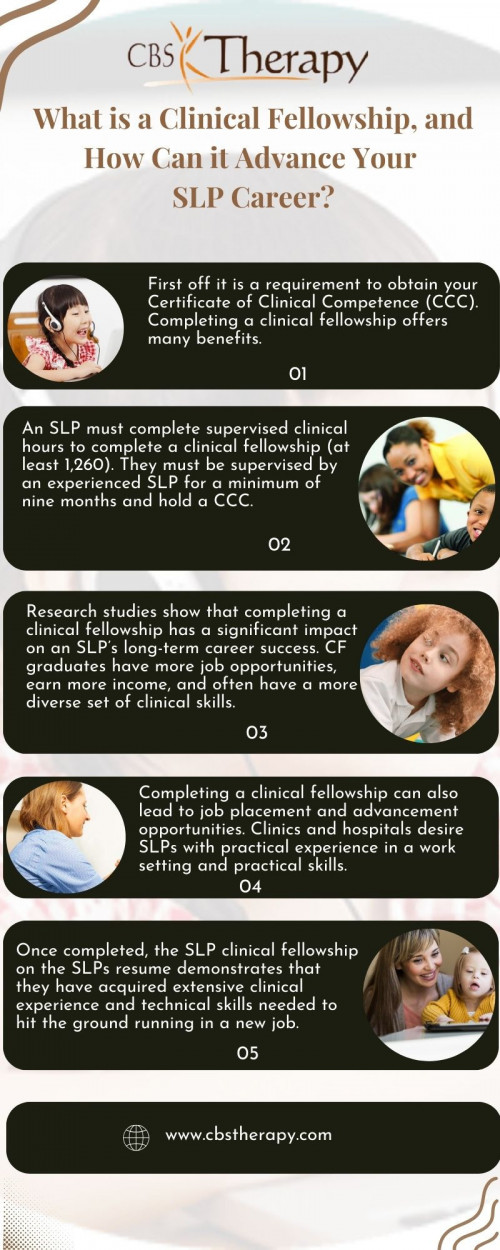 Embark on a transformative journey with our SLP Clinical Fellowship program. At CBS Therapy, discover comprehensive resources and expert guidance designed to elevate your skills. Gain insights into the dynamic world of speech-language pathology, ensuring a robust foundation for your career. Chart your course to success with our supportive community and unlock your full potential.
https://cbstherapy.com/tag/slp-clinical-fellowship/