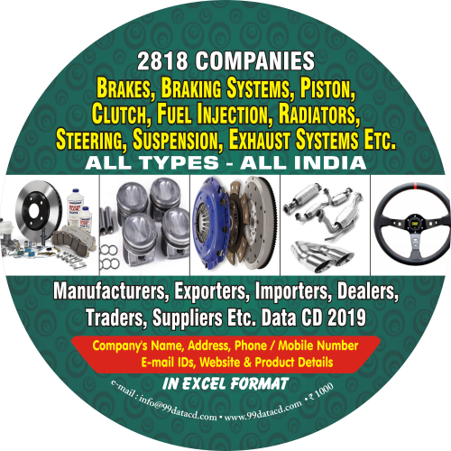 Owing to vast industry knowledge, 99DataCD is committed to offering a broad assortment of industrial 2,818 companies data related to braking systems, fuel injection, exhaust systems, etc. For more detail, call us at 9350804427.