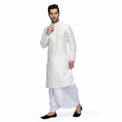 cr silk kurta white cotton dhoti 3