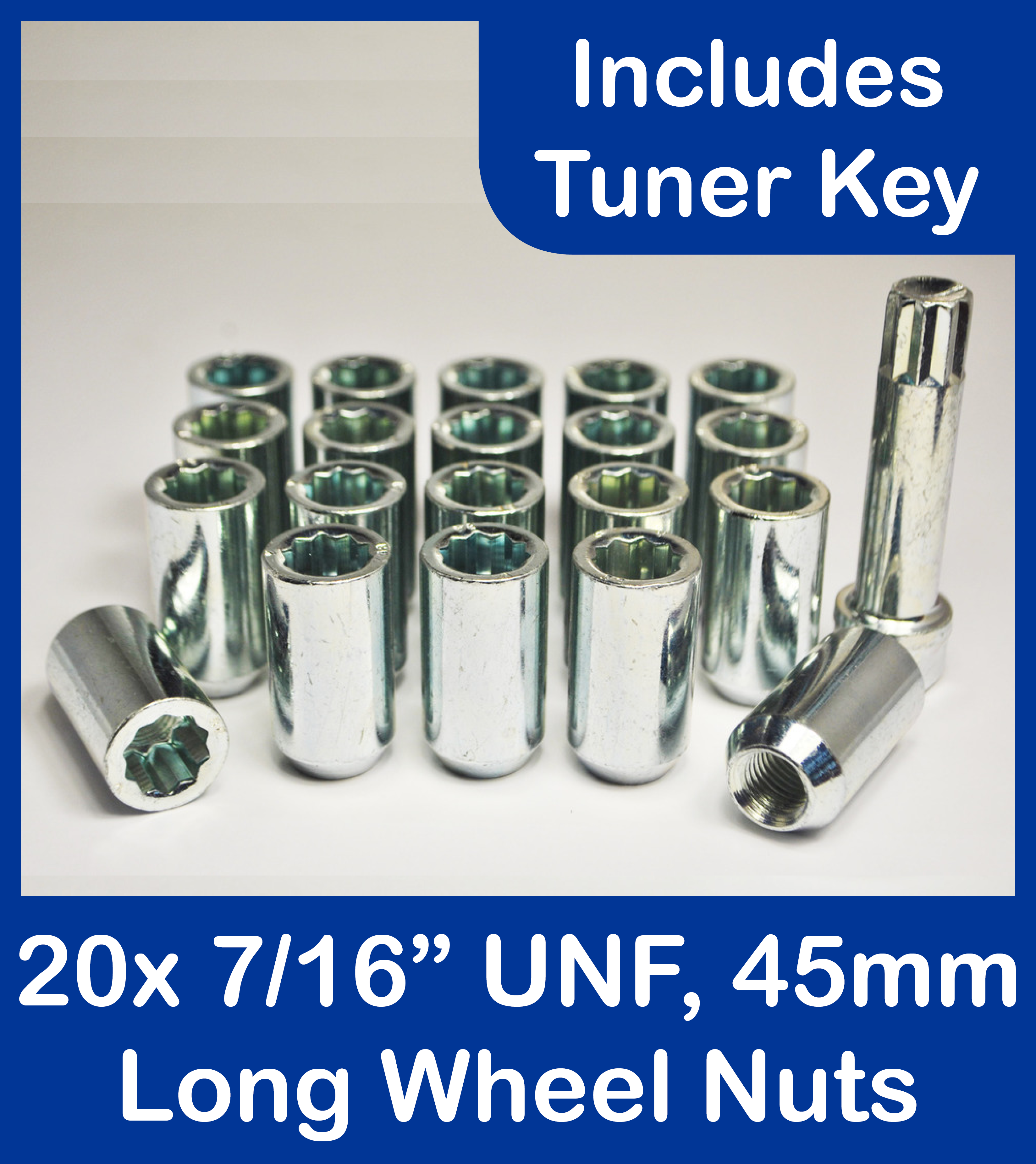 Set di 4 x 7//16/" UNF Argento 19mm Hex Alloy Dadi Delle Ruote