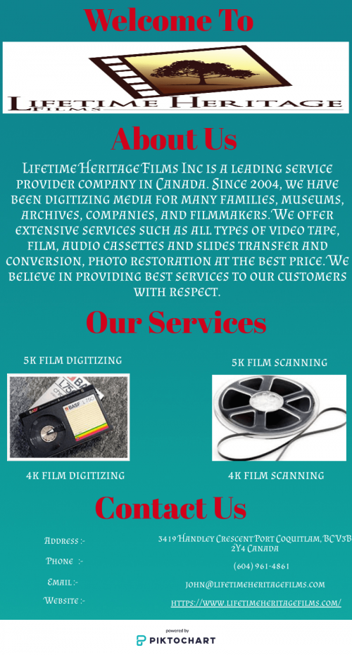 We are offering the transfer 16mm film, then Lifetime Heritage Films Inc is one of the best option for you. We offer extensive services such as all types of video tape, film, audio cassettes and slides transfer and conversion. For more information, visit our website.

https://www.lifetimeheritagefilms.com/media-we-digitize