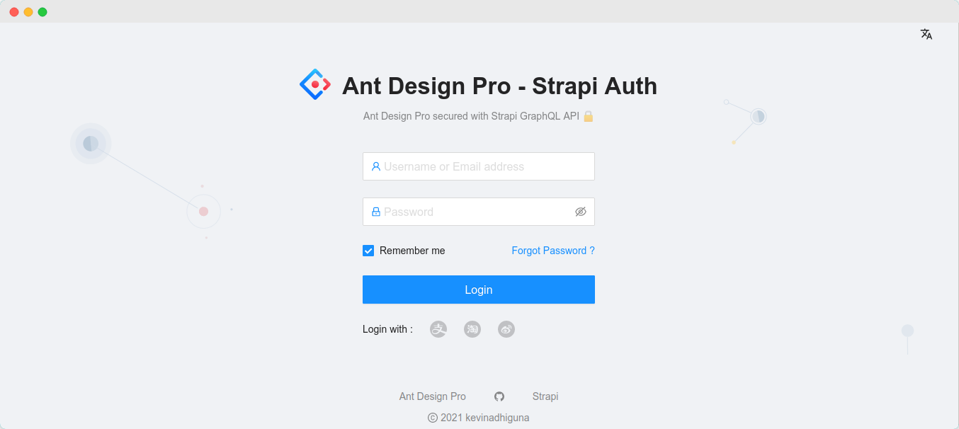 Ant Design Pro - Strapi auth