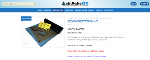 Get all the equipment you need for your workstation with our easy to use ESD Workstation Kits. You can select custom cut matting & multiple other options & accessories.

Read  more:- https://www.antistaticesd.co.uk/shop/anti-static-esd-mats/bench-matting/esd-workstation-kit/

When it comes to finding top quality ESD products, look no further than our team at Anti-Static ESD. As purveyors of the finest quality ESD stock in Europe, we take our role as one of the leading suppliers of quality static control products incredibly seriously. It is this dedication and professionalism that makes us one of the best choices around for all of your anti static products needs.
 
#antistaticmat #esdmat #antistaticbag #ESDClothing #esdflooring #antistaticfloortiles #esdfloortiles #esdchair #esdworkbench #esdbench #staticshieldingbags