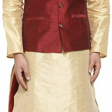 gold-kurta-maron-jacket-maron-dhoti-1