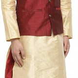 gold-kurta-maron-jacket-maron-dhoti-2