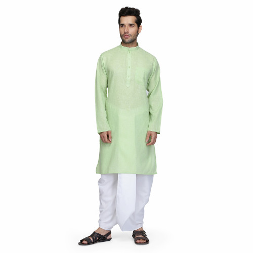 green dobby white dhoti 1