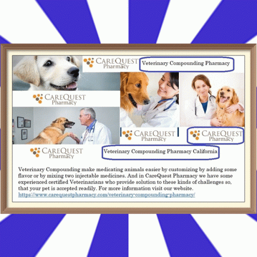 Veterinary Compounding make medicating animals easier by customizing by adding some flavor or by mixing two injectable medicines. And in CareQuest Pharmacy we have some experienced certified Veterinarians who provide solution to these kinds of challenges so, that your pet is accepted readily. For more information visit our website.
https://www.carequestpharmacy.com/veterinary-compounding-pharmacy/