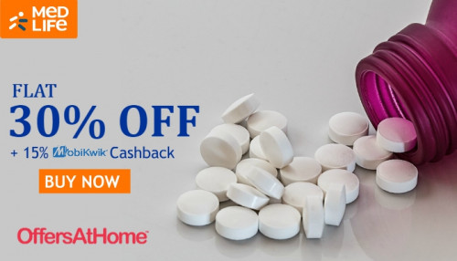 Get all prescribed medicines on 30% off and also get 15% mobikwik from Medlife by using Medlife coupons. This offer is valid for new users and twice for per user. Get all medlife offers, coupons or deals from OffersAtHome.

For more info: https://bit.ly/2VVfZBw