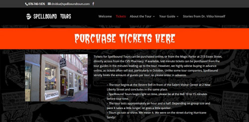 Get your spellbound scariest ghost tour in Salem and Best ghost tickets here. Tickets can be purchased quickly and easy via our online ticketing platform. Call us more details 1-978-740-1876
Visit Us:-https://spellboundtours.com/tickets/