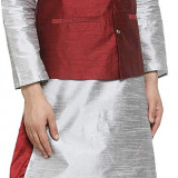 silver-kurta-maron-jacket-maron-dhoti-2